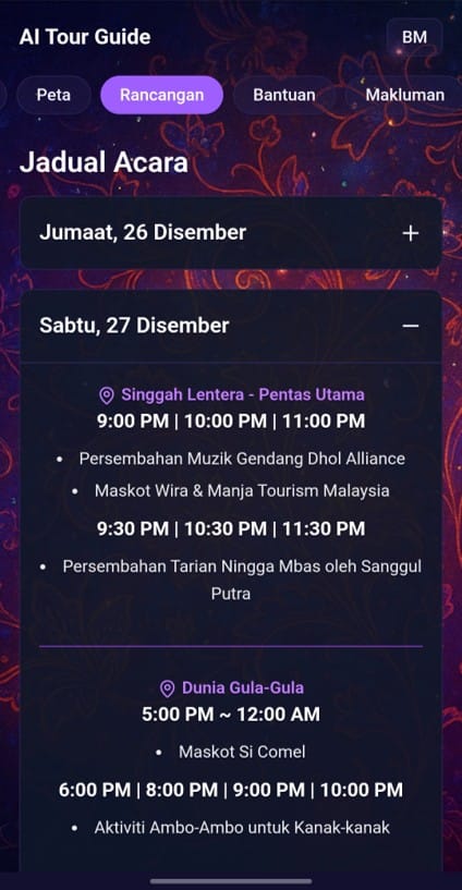 AI Tour Guide - Event Itinerary
